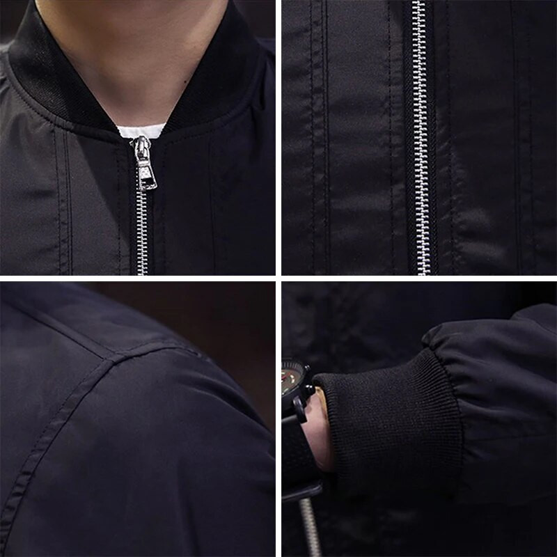 Moodne meeste pommitaja tõmblukuga jope Meeste vabaaja tänavarõivad Hip-hop Slim Fit piloodipesapallimantlid Meeste riided