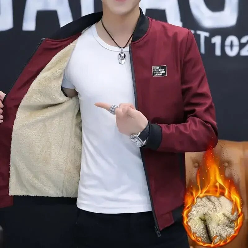 Jachetă CW Bomber pentru bărbați cu fermoar, iarnă, pentru bărbați, fleece, haine calde, îmbrăcăminte de stradă casual Hip Hop, jachete slim pentru pilot, îmbrăcăminte pentru bărbați