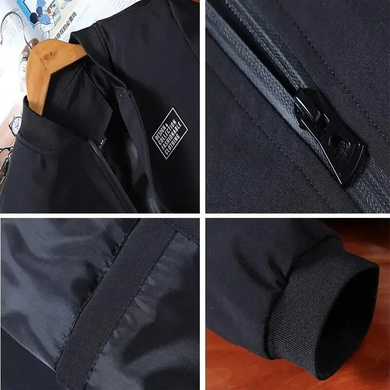 Jachetă CW Bomber pentru bărbați cu fermoar, iarnă, pentru bărbați, fleece, haine calde, îmbrăcăminte de stradă casual Hip Hop, jachete slim pentru pilot, îmbrăcăminte pentru bărbați