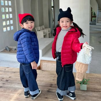 Χειμερινό ζεστό μπουφάν με κουκούλα παλτό για αγόρια και κορίτσια μωρό 1-8 ετών 2023 νέα κορεατική έκδοση μόδας παιδικά ρούχα