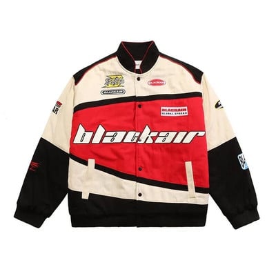 Jachetă de curse pentru bărbați, îmbrăcăminte exterioară, vintage, hip hop, Y2k, pentru motocicletă, cu fermoar, jachetă de pilot, haine de stradă, pentru bărbați