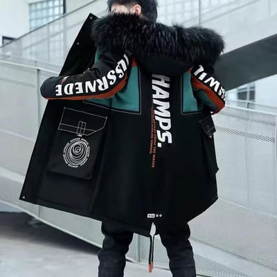 Kvalitná značková pánska páperová bunda, tenká hrubá teplá jednofarebná kapucňa s kapucňou, módna ležérna páperová bunda pre mužov