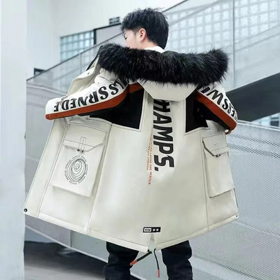 Kvalitná značková pánska páperová bunda, tenká hrubá teplá jednofarebná kapucňa s kapucňou, módna ležérna páperová bunda pre mužov