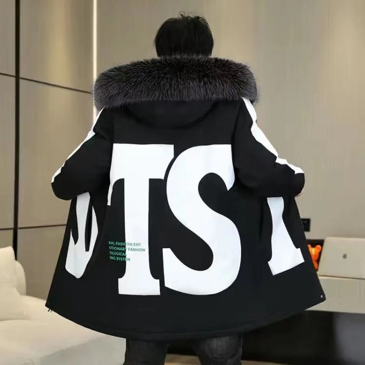 Kvalitná značková pánska páperová bunda, tenká hrubá teplá jednofarebná kapucňa s kapucňou, módna ležérna páperová bunda pre mužov