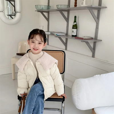 Jachetă de iarnă pentru bebeluș, fetiță, băiat, căptușită din bumbac, sugar, copil mic, haină groasă, guler fleece, îmbrăcăminte caldă, haine pentru bebeluși 1-5 ani