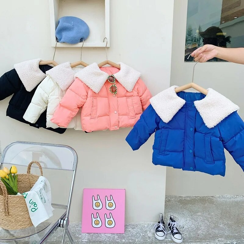 Jachetă de iarnă pentru bebeluș, fetiță, băiat, căptușită din bumbac, sugar, copil mic, haină groasă, guler fleece, îmbrăcăminte caldă, haine pentru bebeluși 1-5 ani