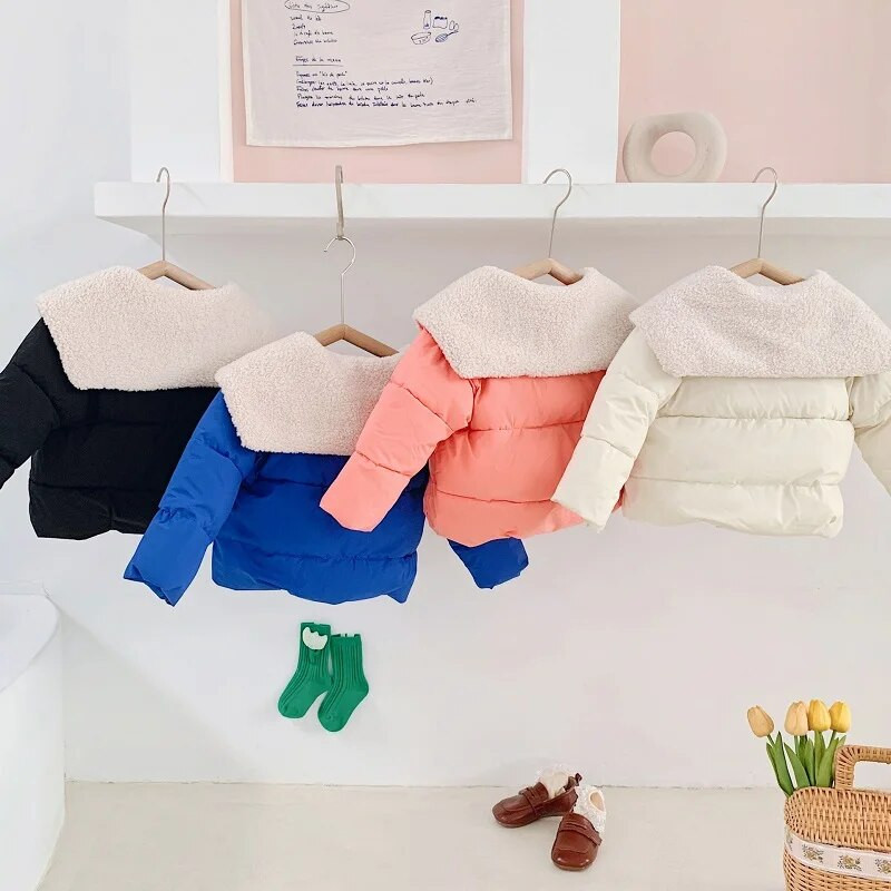 Jachetă de iarnă pentru bebeluș, fetiță, băiat, căptușită din bumbac, sugar, copil mic, haină groasă, guler fleece, îmbrăcăminte caldă, haine pentru bebeluși 1-5 ani