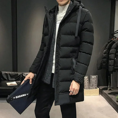 Jachete lungi de puf pentru bărbați Mantoane de iarnă Jachete cu glugă Casual Parka de iarnă de înaltă calitate, verde, caldă, Parka, Mărimea 4XL