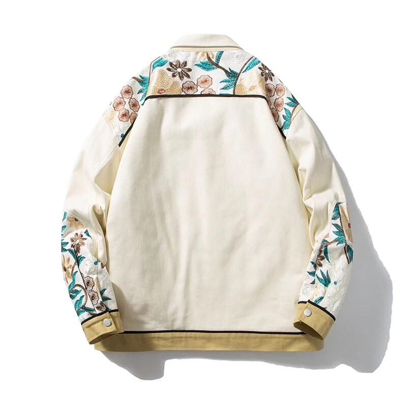 Pánska zimná ležérna bunda s kvetinovou potlačou, bavlnený keprový strih, slim fit dizajn, dámske džínsové bundy v retro štýle, kovbojské vrchné oblečenie