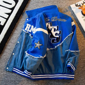 Madinga siuvinėta džinsinė striukė, vyriška 2023 m. pavasario ir rudens amerikietiško stiliaus retro potvynių prekės ženklo beisbolo uniforma