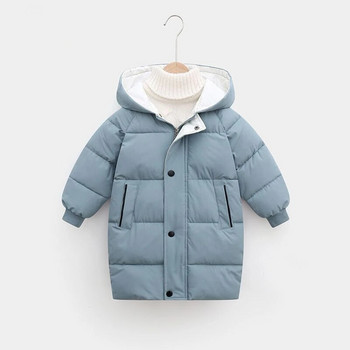 Минималистичен стил Детски дълги подплатени дрехи Детска мода Есенно зимно палто с качулка Бебе момиче Универсално топло яке