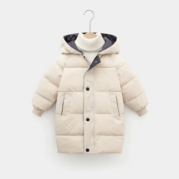 Минималистичен стил Детски дълги подплатени дрехи Детска мода Есенно зимно палто с качулка Бебе момиче Универсално топло яке