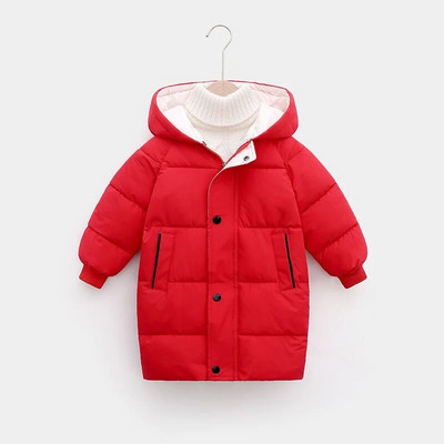 Minimalistický štýl Detské dlhé prešívané oblečenie Detská móda Jesenná zimná sekcia s kapucňou Kabát pre dievčatká Univerzálna teplá bunda