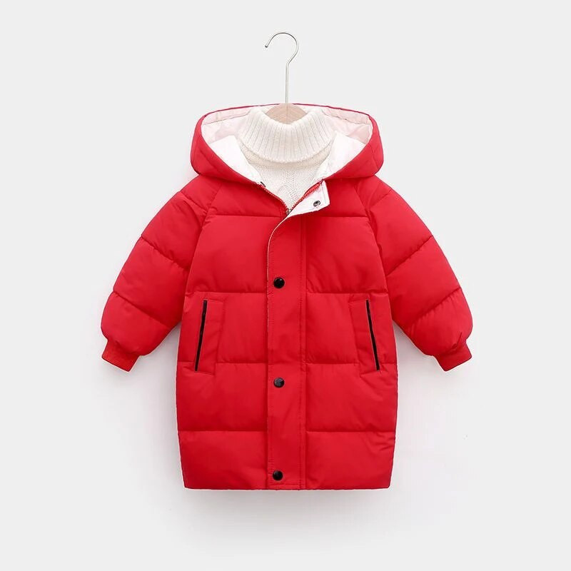 Minimalistický štýl Detské dlhé prešívané oblečenie Detská móda Jesenná zimná sekcia s kapucňou Kabát pre dievčatká Univerzálna teplá bunda