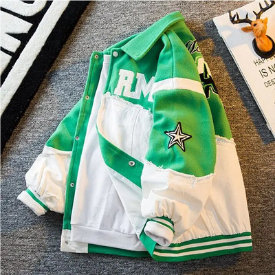 Amerikai High Street hímzett farmer varrás baseball egyenruha férfi tavaszi és őszi retro dagály márka divatos retro kabát