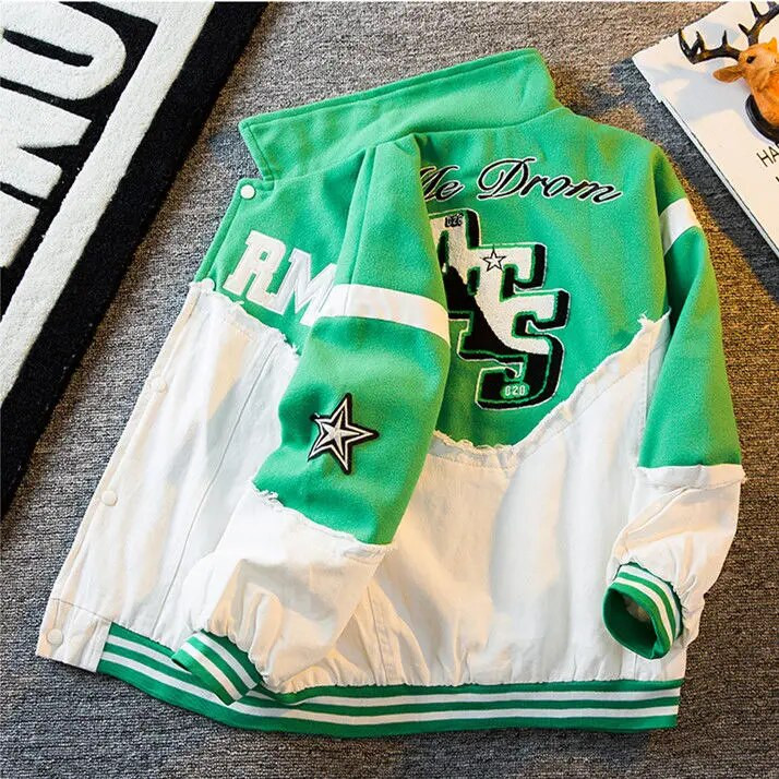 Amerikai High Street hímzett farmer varrás baseball egyenruha férfi tavaszi és őszi retro dagály márka divatos retro kabát