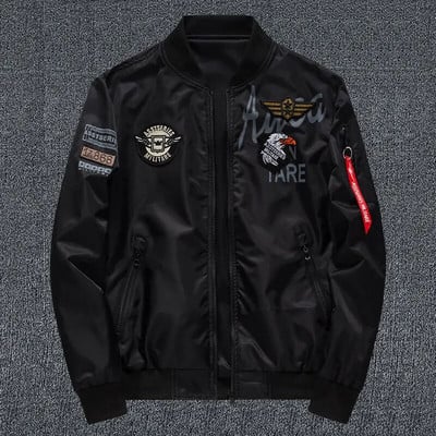 Pánska bomber bunda, ležérna pilotná bunda, pánske vrchné oblečenie, nositeľný pánsky kabát, veľká veľkosť 6XL, ZA232