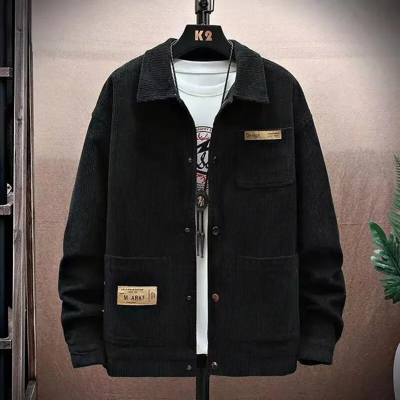 2023 Pánska manšestrová bunda Módna ležérna košeľa s viacerými vreckami, veľká košeľa, japonská košeľa Harajuku, zimná baseballová bunda, pánske oblečenie