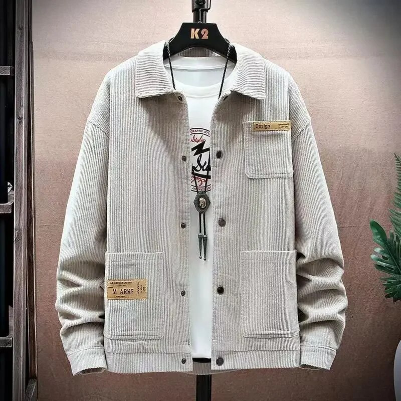 2023 Pánska manšestrová bunda Módna ležérna košeľa s viacerými vreckami, veľká košeľa, japonská košeľa Harajuku, zimná baseballová bunda, pánske oblečenie