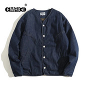 Jesenná zimná japonská bavlnená džínsová bunda pre mužov, streetwear móda, voľná ležérna krátka džínsová bunda, parka, pánsky kabát