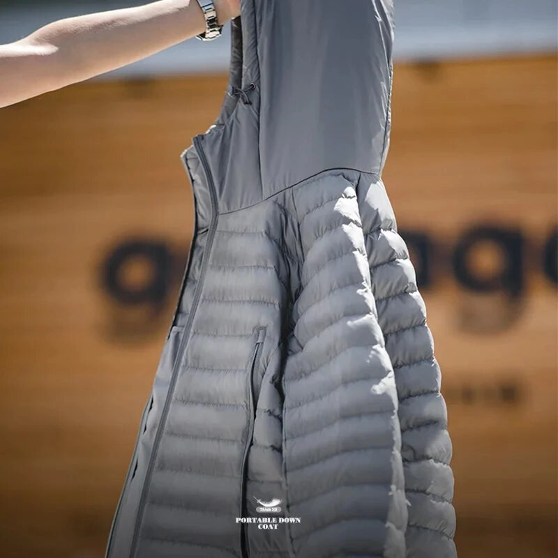 Jachetă ușoară din puf de rață Maden, cu glugă, haină de iarnă de bază pentru bărbați.