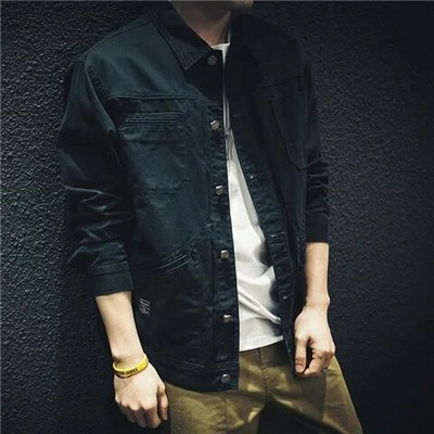 Jachetă vintage Cargo denim pentru bărbați, spălat, lejer, din bumbac, cu mânecă lungă, pentru bărbați, primăvară, toamnă, cămașă.