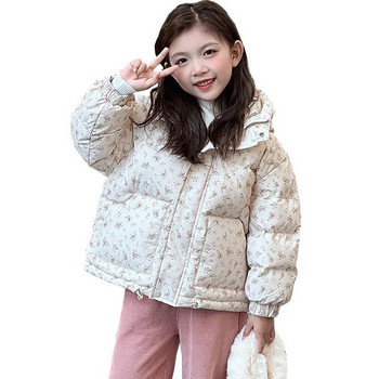 Κορίτσια Floral Βαμβακερή κουκούλα με φερμουάρ Παιδικά Χειμερινά Ρούχα Παχύ μωρό Παιδικό πάρκα με βαμβακερή επένδυση