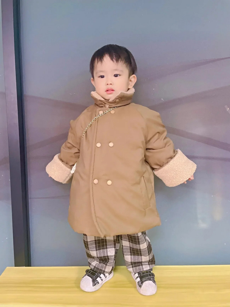 2-10 rokov Nové detské módne ležérne kabáty strednej dĺžky pre chlapcov a dievčatá, hrubé teplé dlhé trenčkoty, zimná bunda, detské dievčenské parky