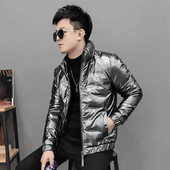 Parka Jachete pufoase ușoare pentru bărbați cu căptușeală subțire, haină scurtă căptușită pentru bărbați, modă lucioasă 2023, îmbrăcăminte de lux coreeană