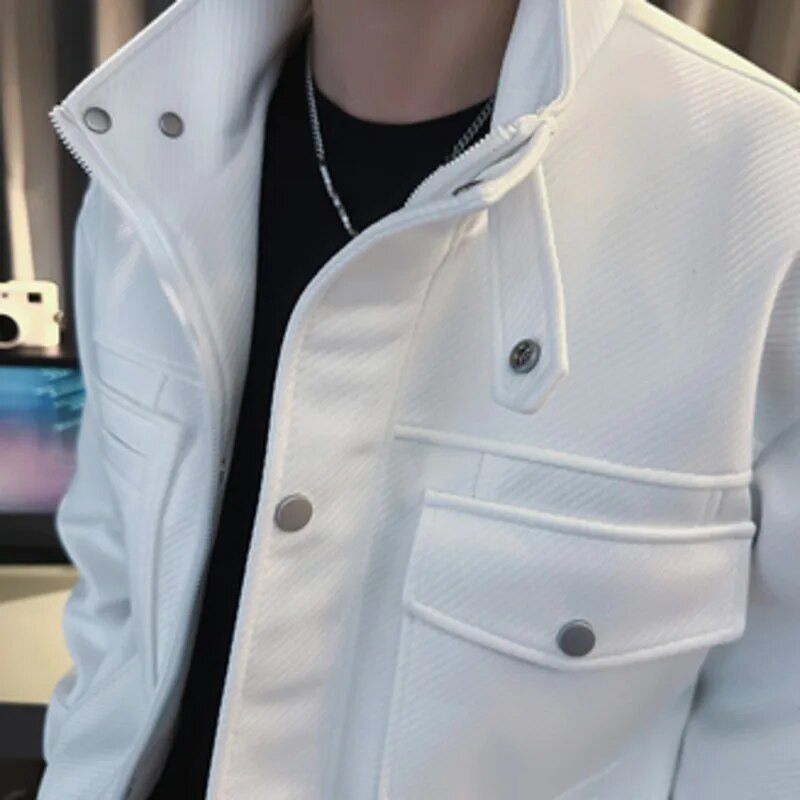 Pánska jednofarebná baseballová bunda s veľkým vreckom, klopová bunda, pánsky klubový outfit, zelená retro bomber bunda pre páry