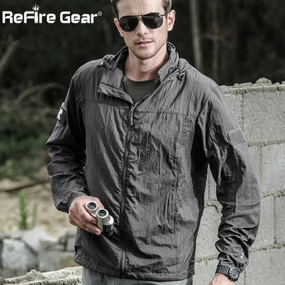 Jachetă tactică, ușoară, impermeabilă, pentru bărbați, de vară, respirabilă, cu glugă subțire, haină de ploaie, jachetă militară portabilă, jachetă militară din piele