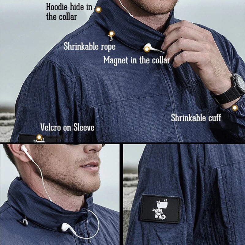 Jachetă tactică, ușoară, impermeabilă, pentru bărbați, de vară, respirabilă, cu glugă subțire, haină de ploaie, jachetă militară portabilă, jachetă militară din piele