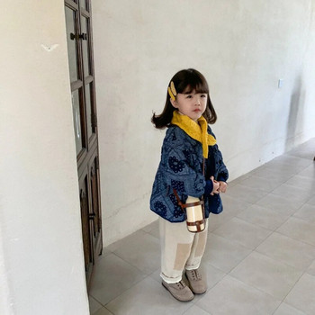 Φθινόπωρο Χειμώνας Κορεάτικο 2023 Παρκά για μικρά αγόρια με βαμβακερό εμπριμέ μακρυμάνικο βρεφικό παλτό αγοριού Ρετρό χαλαρό ζεστό μωρό μπουφάν