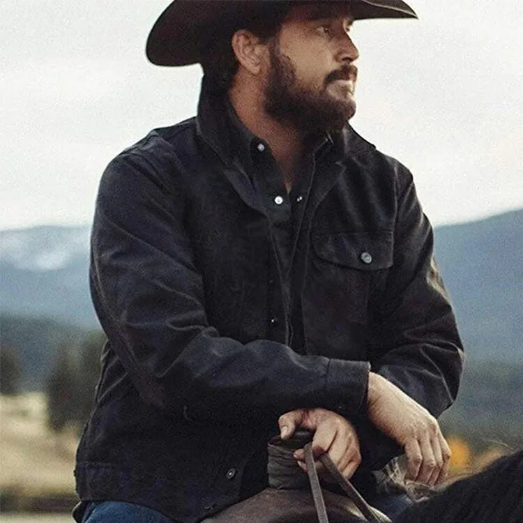 Rip Wheeler fekete pamut dzseki férfi farmer dzseki 5XL pamut farmer őszi téli dzseki férfi Jean kabátok férfi cowboy dzseki