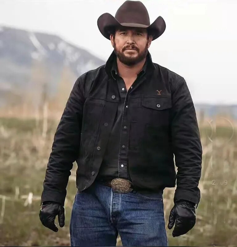 Rip Wheeler fekete pamut dzseki férfi farmer dzseki 5XL pamut farmer őszi téli dzseki férfi Jean kabátok férfi cowboy dzseki