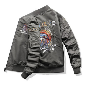 Air Force Ma1 Pilot Jacket Mens Colorful Indians Бродирана бейзболна униформа Ежедневни якета и палта тип бомбардировач Мъжко модно яке