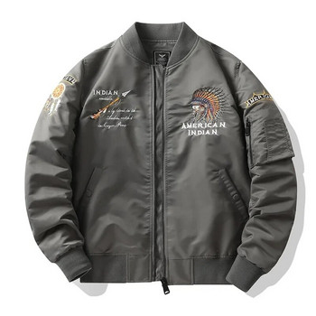 Air Force Ma1 Pilot Jacket Mens Colorful Indians Бродирана бейзболна униформа Ежедневни якета и палта тип бомбардировач Мъжко модно яке