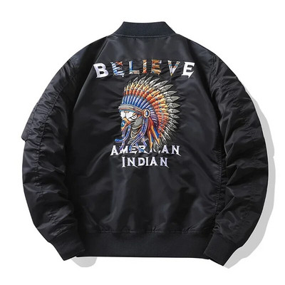 Air Force Ma1 piloodijope Meeste värvilised indiaanlaste tikitud pesapallivorm vabaaja pommitajajoped ja mantlid, meeste moodne jakk