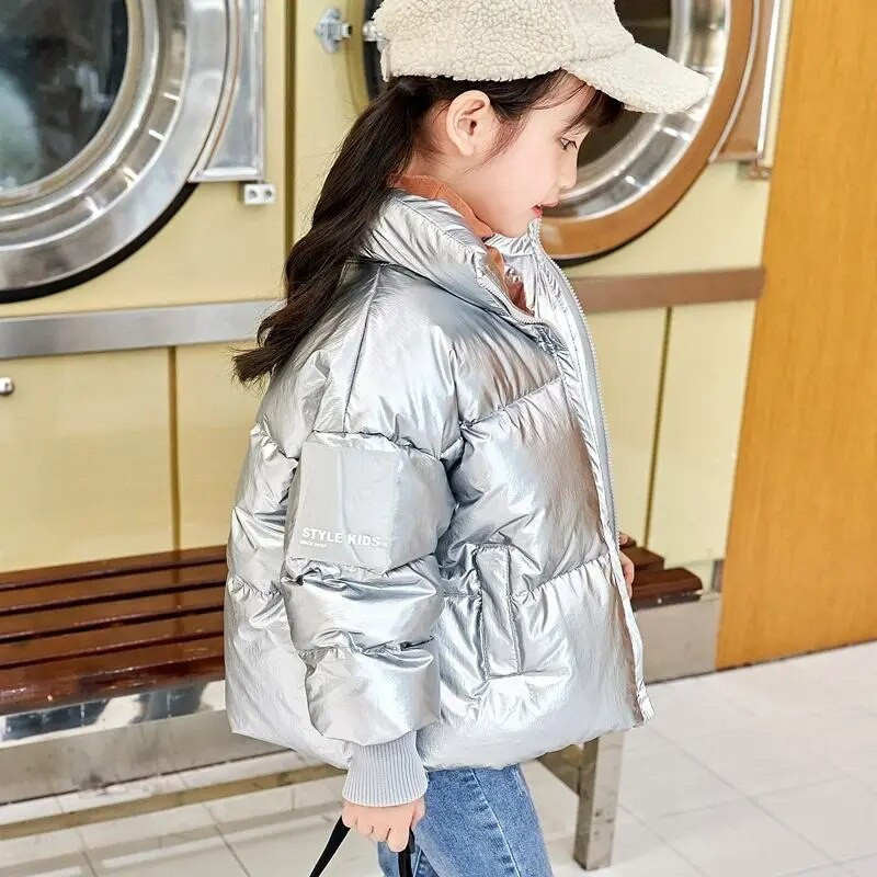 Horúci výpredaj detských zimných kabátov, kórejskej verzie, nepremokavých, lesklých páperových búnd pre dievčatá vo veku 3-18 rokov, pre dospievajúcich chlapcov a chlapcov