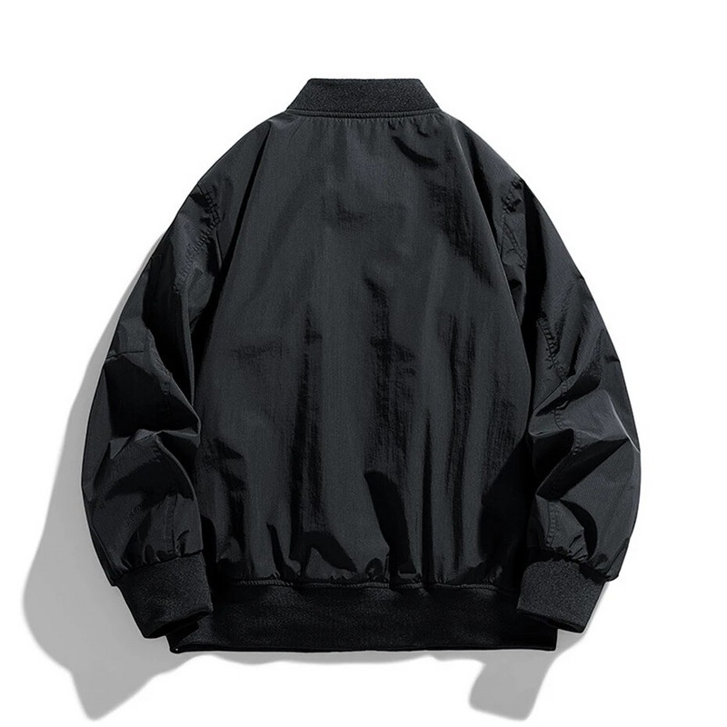 Jachetă de baseball pentru bărbați, primăvară, toamnă, bomber, haină cargo, la modă, ocazional, jachete largi, îmbrăcăminte exterioară pentru bărbați, negru