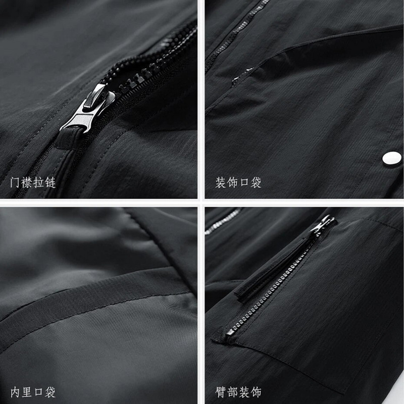 Jachetă de baseball pentru bărbați, primăvară, toamnă, bomber, haină cargo, la modă, ocazional, jachete largi, îmbrăcăminte exterioară pentru bărbați, negru