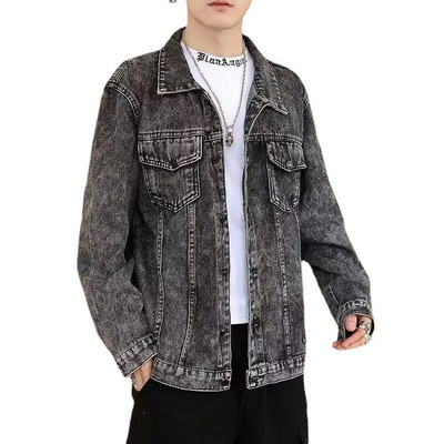 Pánska džínsová bunda z bavlny, ležérna, jednoradová, džínsová, kabát pre mužov, streetwear, móda, jaqueta masculina, pánske oblečenie