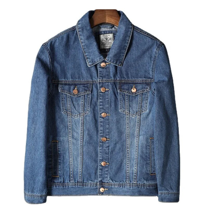 Pánska džínsová bunda z bavlny, ležérna, jednoradová, džínsová, kabát pre mužov, streetwear, móda, jaqueta masculina, pánske oblečenie
