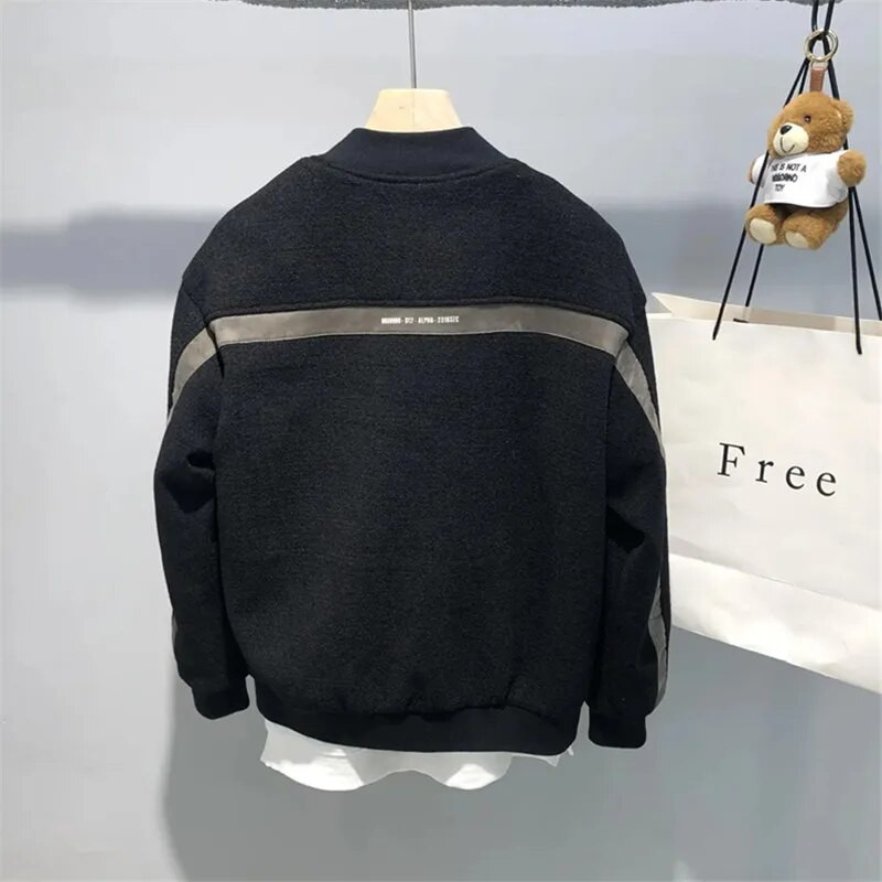 Jachetă Bomber Bărbați Toamnă Iarnă Nouă haină îngroșată pentru bărbați 2023 Nou Guler Baseball Lână Jachete Cargo scurte Top cu îmbinare casual