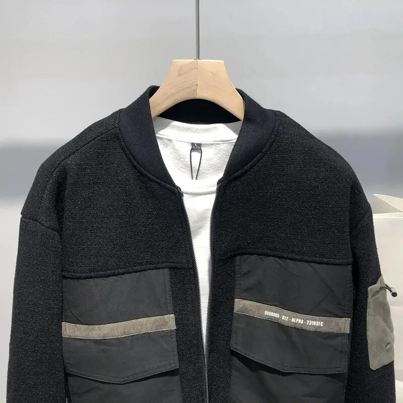 Jachetă Bomber Bărbați Toamnă Iarnă Nouă haină îngroșată pentru bărbați 2023 Nou Guler Baseball Lână Jachete Cargo scurte Top cu îmbinare casual