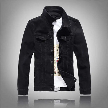 Дънкови якета Мъжко едноцветно дънково яке Slim Fit Denim Coat Модно военно яке Жълто Черно Зелено Бяло горнище за мъже