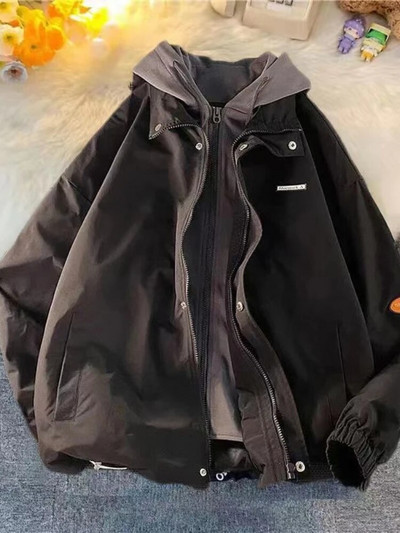 Pánska bunda Gmiixder, baseballová uniforma, univerzálna, 2022, nová, nadrozmerná, s kapucňou, párové oblečenie, jarná zimná preppy bunda na zips