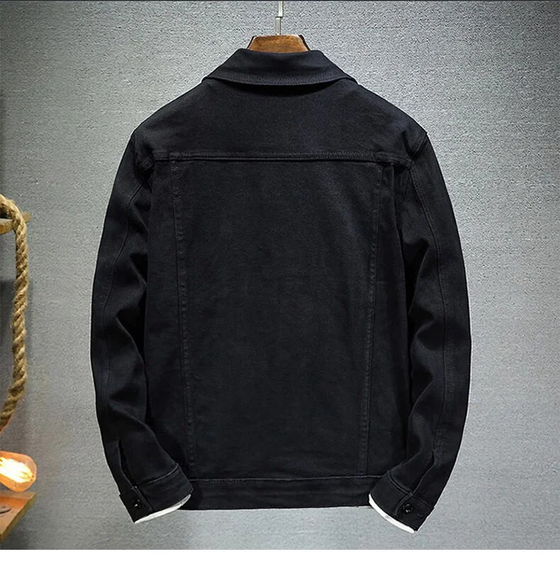 Jachetă maro din denim pentru bărbați, primăvară și toamnă 2023, stil nou, de înaltă calitate, elastică, subțire, denim, îmbrăcăminte de marcă pentru bărbați