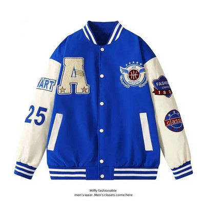 Amerikai retro baseball dzseki férfi bomber dzseki diák alkalmi őszi uniszex dzseki páros hímzett bő patchwork kabát