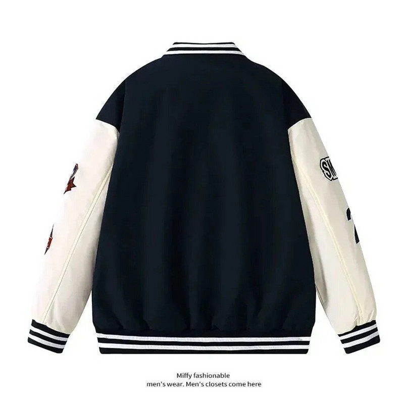 Amerikai retro baseball dzseki férfi bomber dzseki diák alkalmi őszi uniszex dzseki páros hímzett bő patchwork kabát